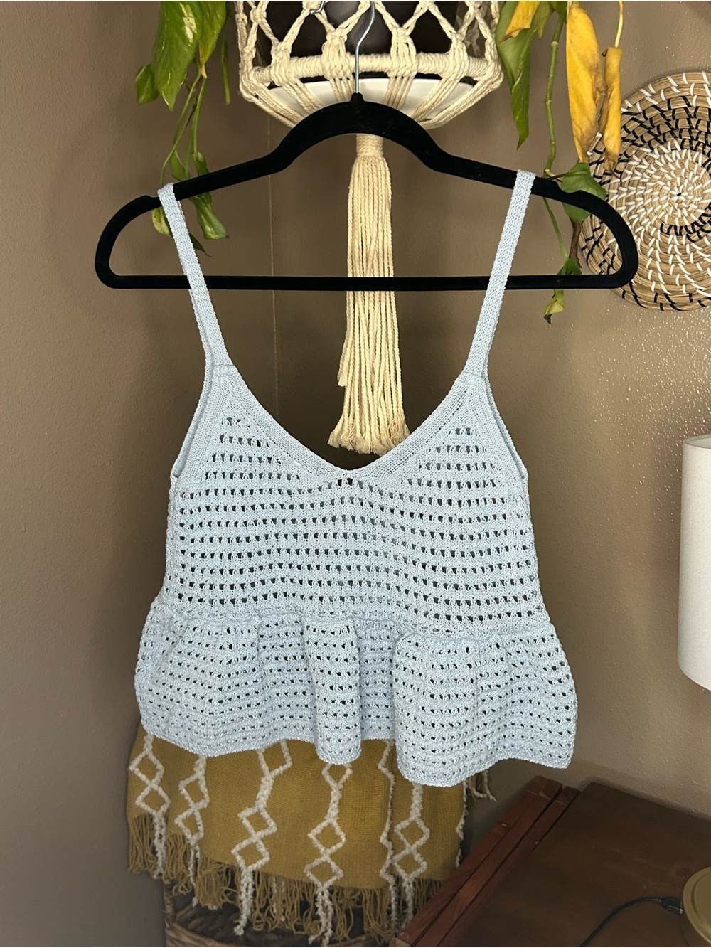 Zara Light Blue Crocheted Peplum Camisole - Picture 4 of 4